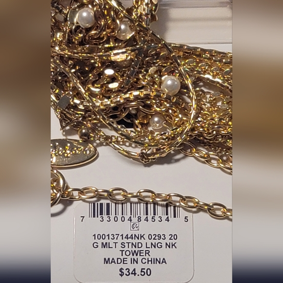 NWT Gold Faux Pearl & Bead Layered Strand Necklace 17" STYLE & CO - Picture 2 of 10